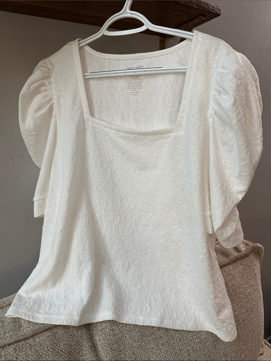 Nine West Tops - Nine West White Square Neck Puff Sleeve Top